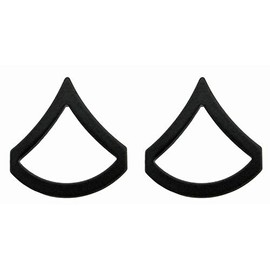 PFC Private First Class Black Metal Pin On - Pair