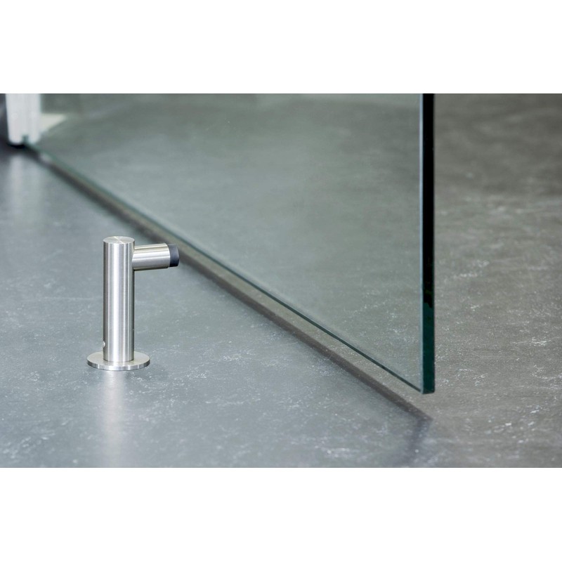 Door stopper for floor mounting in L-shape made of stainless