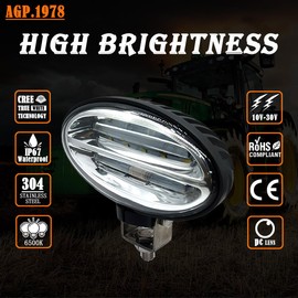 AGP.1978 Oval LED Work Light Driving Light 6.7In 45W Work Lamp Headlight RE573609 RE269638 Compatible with John Deere Tractor 6170R 6190R 6210R 610R 7210R 7230R 7250R 7270R 8370R 8320RT 8345RT