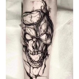 Tatuaje De Hierbas De Jugo Pegatina Calavera Flor Degradado Semipermanente No Reflectante