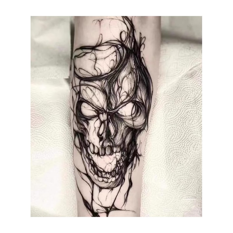 Tatuaje De Hierbas De Jugo Pegatina Calavera Flor Degradado Semipermanente