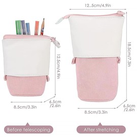 AIMALL South Korea Cute Simple Telescopic Pen Holder, Stretchable Canvas Pencil Bag, Pull-Down Design, Ideal for School and Office Supplies
