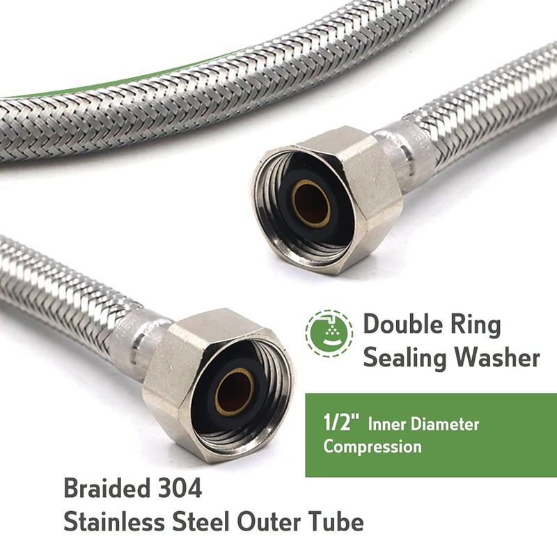 Masterwarehouse DN8 Flexible Braided Tap Hose 150mm Length, Both 1/2"