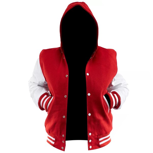 SpazeUp Baseball Jacket Women Hooded Highschool Winter Women's letterman Varsity