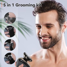 Hugdew Head Shavers for Bald Men, 5 in 1 Electric Razor with Rechargeable Battery, Hair Clipper, Nose Hair Trimmer(White)