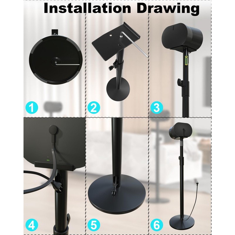 Speaker Stand for Sonos ERA 300, Premium Metal Design, Adjustable