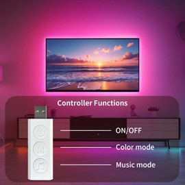 KSIPZE LED Lights for TV, 16.4ft TV led Backlight for 45-75 Inch TVs RGB TV Backlight Behind Music Sync Bluetooth APP & Touch Control TV LED Strip Lights USB Powered for Bedroom/Gaming