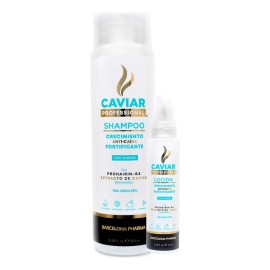 Tratamiento anticaída, Crecimiento y Fortalecimiento dúo Shampoo y loción con extracto de Caviar Biomimético