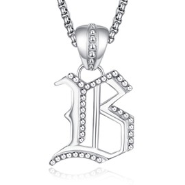 KATHLU Initial Necklace for Men S925 Sterling Silver Letter Pendant Necklace Initial Pendant Letter Chain Jewelry for Men Women