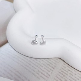 Cute 20g Heart Love Screw Back Solid 925 Sterling Silver Small Stud Earrings for Women Minimalist Heats Tiny Mini Cartilage Tragus Piercing Sleeper Studs Hypoallergenic Promise Birthday Xmas Her Daughter 6mm