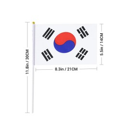 20 Pack Small South Korea Flags on Stick Mini Handheld Korean Flag for Parades, Independence Day and Patriotic Events 5x8 Inch Durable Weather-Resistant Flags with 12 Inch Sticks(South Korea)