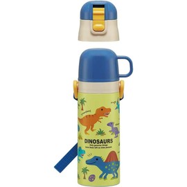 Skater SKDC4-A Children's Water Bottle, 2-Way Direct Drinking, 15.2 fl oz (470 ml), Cup Drink, 14.2 fl oz (430 ml), Jurassic World 23 Boys, Stainless Steel, Thermal Insulated, Lightweight, Sports