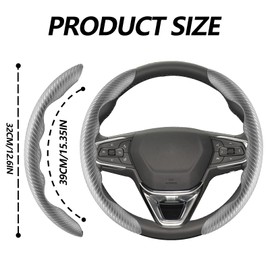 2pcs Universal Fit Carbon Fiber Steering Wheel Cover, Anti-Skid Steering Wheel Cover/Segmented Steering Wheel Protector/Car Interior Accessories (Gray)