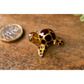 redchocol8® Tiny Mini Small Handmade Little Glass Turtle Tortoise Gloss Garden Decor Ornament Gold Terrarium