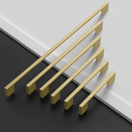 FILTA 10 Pack 5 Inch(128mm) Hole Centers Gold Cabinet Pulls,Stylish Kitchen Cabinet Handles Zinc Alloy Gold Cabinet Hardware for Cabinets Cupboard Handles Drawer Pulls