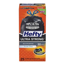 Hefty Ultra Flex 30 Gal. Large Trash Bags with Drawstring 25 ct (Pack of 6)