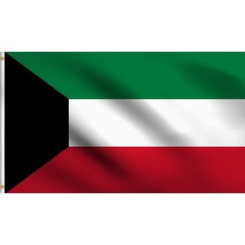 DMSE Kuwait Flag 3X5Ft Foot 100% Polyester 100D Kuwaiti Flag
