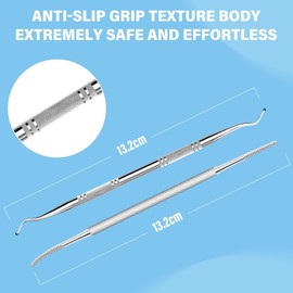 2 Pieces Professional Toenail Tool - Foot Care Pedicure Set with Stainless Steel Corner Lifter & Double-Sided Nail File, Professional Manicure & Pedicure Tools for Precise Nail Care, Long