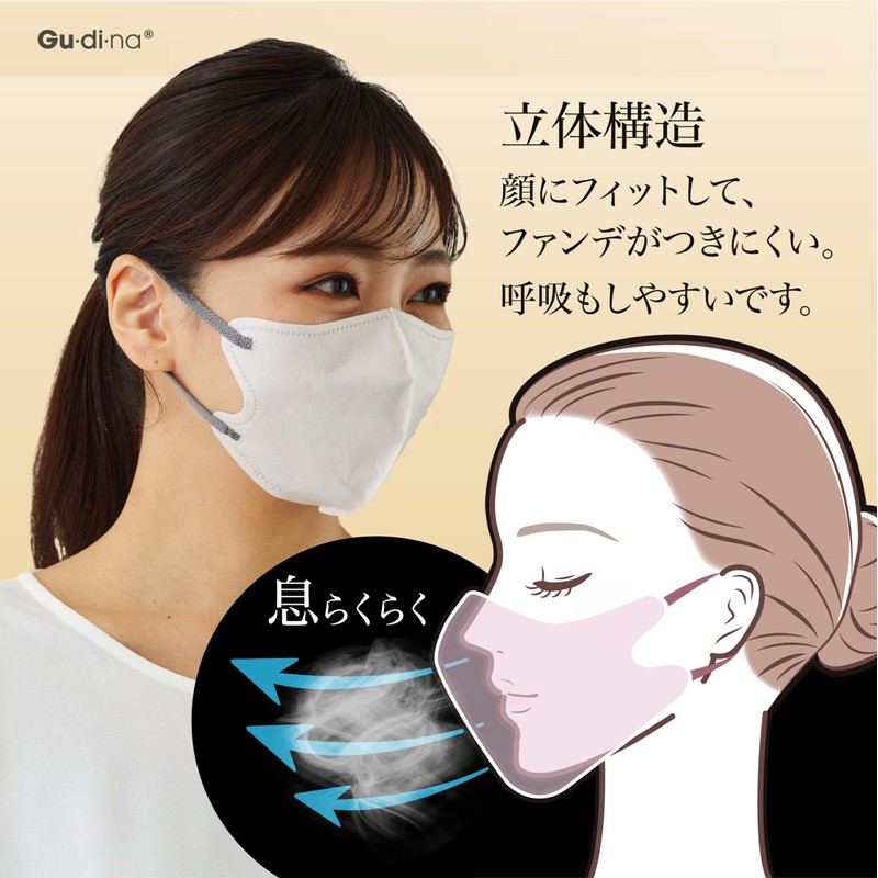 Aoyama Tsusho Gdina Spunlace Non-Woven Fabric 3D Mask Eccle Beige