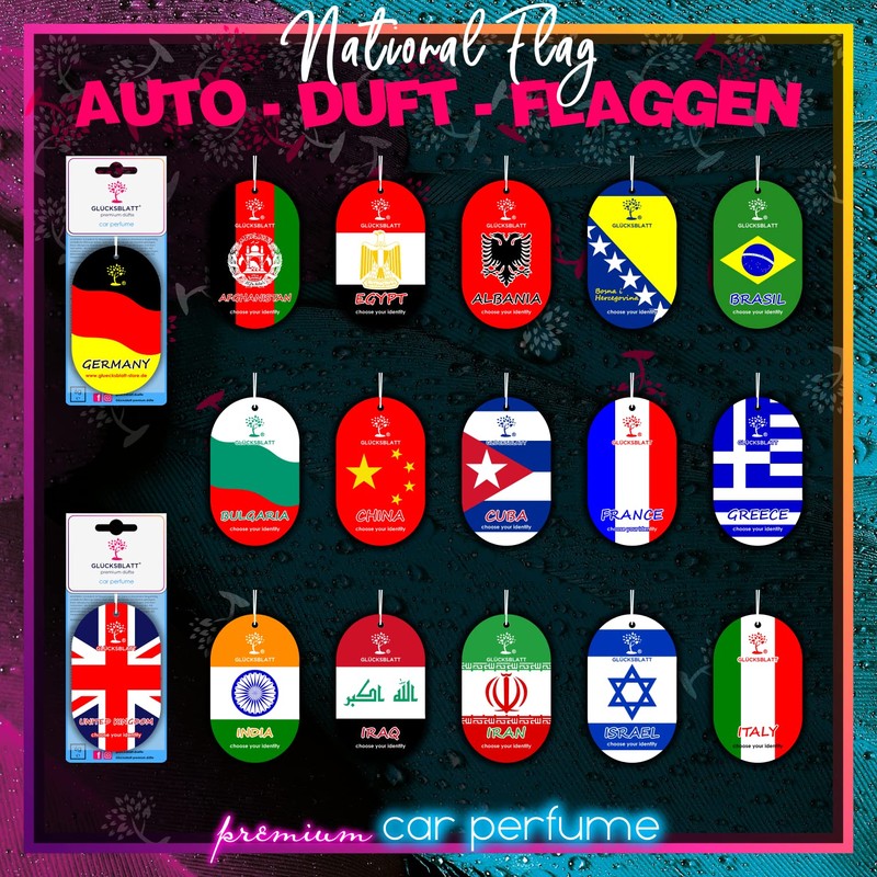 GLÜCKSBLATT premium Autoduft Autoparfüm Flagge TUNESIEN