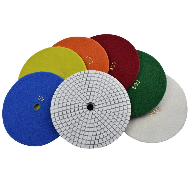 Konfor 7 Step 7" Wet Diamond Polishing Pads Abrasive Set,