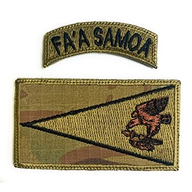 Almost SGT American Samoa Flag Patch & FA'A Tap - Funny Tactical Military Morale Embroidered Hook Fastener Backing Multicam OCP
