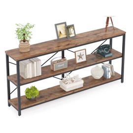 LITTLE TREE 3-Tier Sofa Storage Shelf Narrow Long Console Tables for Entryway, Brown