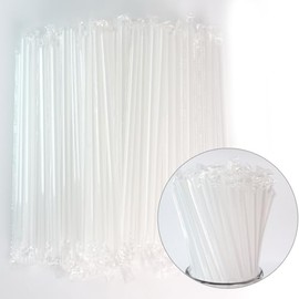 Small Jumbo Smoothie Straws Set of 200, Chetexus Clear Smoothie Straws Plastic Disposable Milkshake Straws, Individually Wrapped Straws (0.24" Diameter and 9.45" Long)