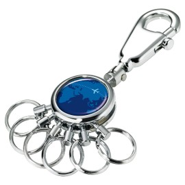 Troika Key Holder - Keyring with Carabiner Clip - 6 Lockable Rings for Key Organization - Various Designs Available - The Original from Troika (Around The World), Around The World, Keyring