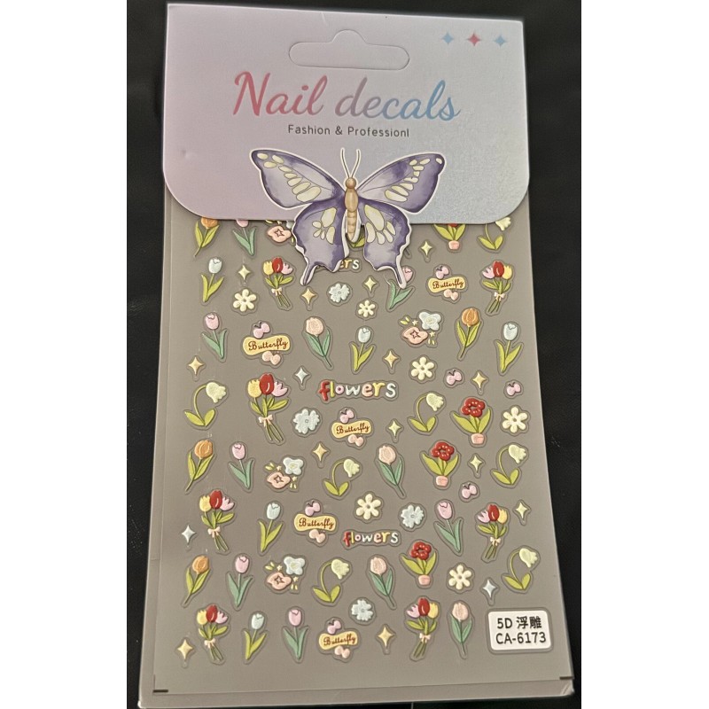 5D Embossed Spring Flowers Nail Art/Decor