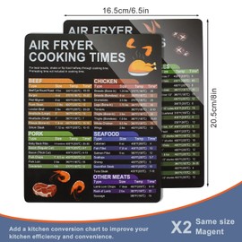 2 Pack Air Fryer Cooking Time Chart Magnetic Cheat Sheet UK Air Fryer Temperature Conversion Chart Air Fryer Accessories Magnetic Cheat Sheet Air Fryer Cook Times Celcius for Cooking Frying