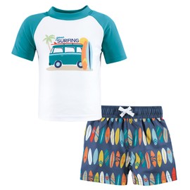 Hudson Baby Unisex Baby Swim Rashguard Set, Gone Surfing, 5T