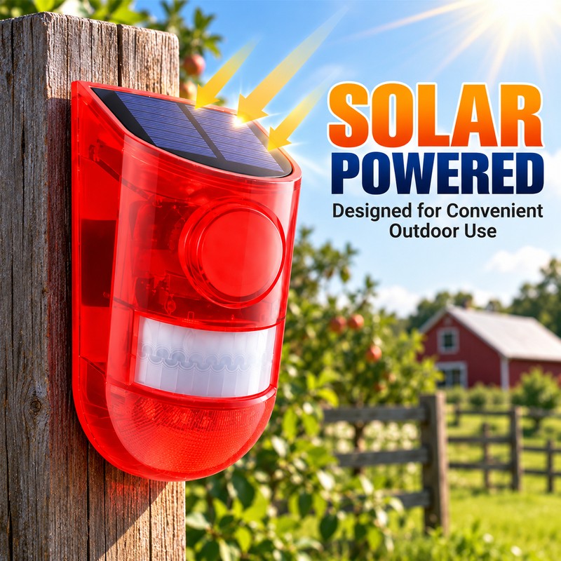Solar Motion Sensor Alarm for Outdoor Security – 129dB Siren