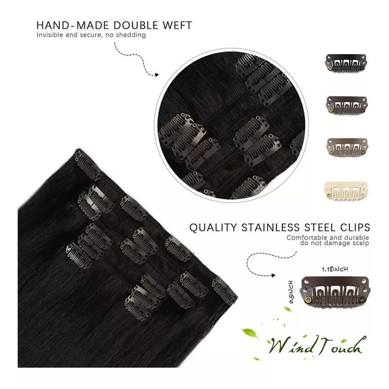 Windtouch Extensiones De Cabello 22in Negro #1b 70gr