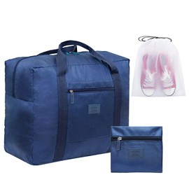 Travel Bag Foldable Luggage Bag for Spirit Airlines Tote Carry on Duffle Bag Sports Gym Water Resistant Personal Item Bag Weekender Overnight Bag (Blue)