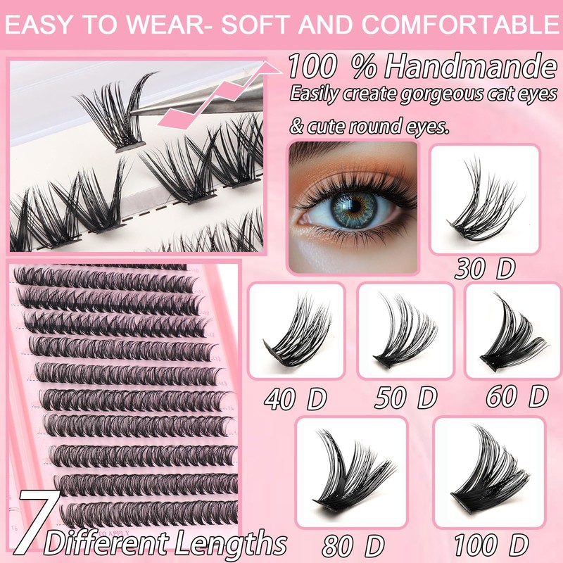 Lash Clusters Kit, Eyelash Clusters Individual Lash Extension Kit 480