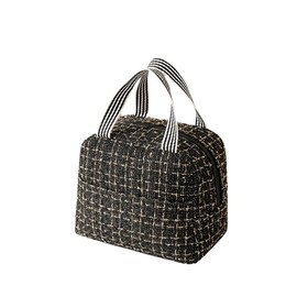 Lunch Bag, Cold Insulation, Handbag, Large Capacity, Lunch Bag, Tweed, Cooler Bag, Stylish, Lunch Bag, Handbag, Women's, Work or School Commute, Black