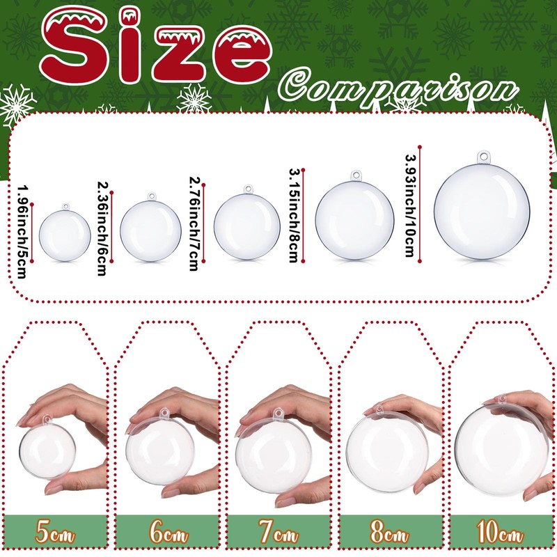 24 Pcs Christmas Fillable Ornaments Ball Clear Plastic Ornaments DIY