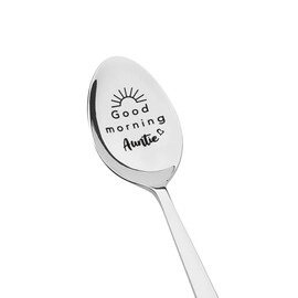 Auntie Birthday Gifts for Women Aunty Christmas Gifts for Aunty Gifts from Niece Nephew Good Morning Auntie Spoon Gift for Aunt Birthday Presents for Aunt Auntie Keepsake Gifts for Aunties