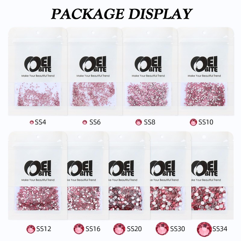 Meibite Rose Flatback Rhinestones, Glass Rhinestones for Nail Art and