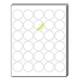 40 Sheets - 1.5 inch Round Circle Labels, White Printable Stickers for Laser/Inkjet Printers - 8.5 x 11 inch (Letter Sheets)