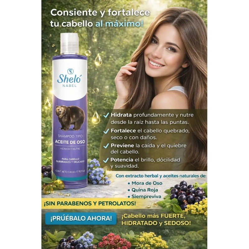 Shampoo Tipo Aceite Oso 530ml Shelo Nabel