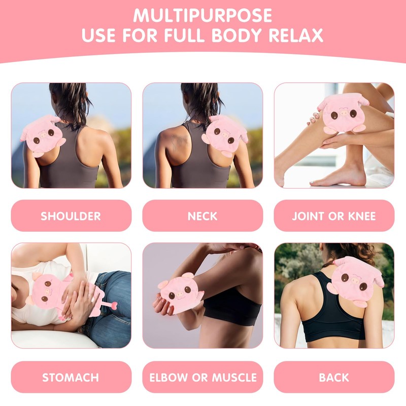 Cute Heating Pad Microwavable Stuffed Animals, Pink Pig 1.4lb Removable