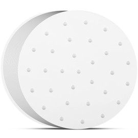 10 Inch Steamer Liner, Set of 100, Round Air Fryer Parchment Paper/Bamboo Dumpling Steamer Liners/Perforated Steam Paper for Bamboo Steamer, Dumpling Bun Dim Sum Steamer, Air Fryer and More