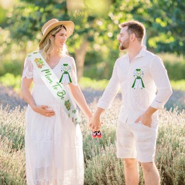 OWWOPATS Dinosaur Mom to Be Sash Baby Shower Decorations, Hatching Soon Mommy to Be Sash Dad to Be Corsage Set, Dino Baby Shower Decorations Gift for Pregnant Mommy