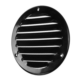 Vent Systems 4" Inch Black Soffit Vent Cover - Pack of 5 - Round Air Vent Louver - Grill Cover - Built-in Insect Screen - HVAC Vents for Bathroom, Home Office, Kitchen