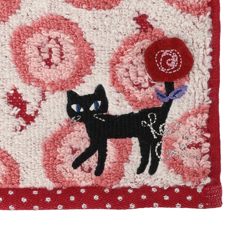 Noah Family Towel Handkerchief, Rosy Cat, Women's, Approx. 9.8 x