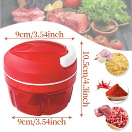 Zwiebelschneider,DGMI 300 ml Zwiebelzerkleinerer, Gemüsezerkleinerer mit Seilzug, Multizerkleinerer Manuell, für Zwiebeln, Karotten, Gemüse und Obst(Rot)