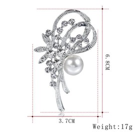 tanxuan Rhinestone Flower Brooches Vintage Pearl Brooch Corsage Crystal Pin Weddings Banquet Brooch Pins Lapel Pin Backpack Badge Hat Bag Decoration Accessories for Men and Women