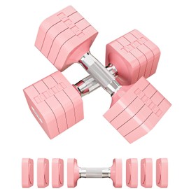 40 LB dumbbells Set 4 in 1 Adjustable Hand Weights Sets for Women Men Free Weights Dumbbell Set Adjust Dumbbell Weight Sets for Home Gym Exercise Workout Strength Training Equipments, Pink